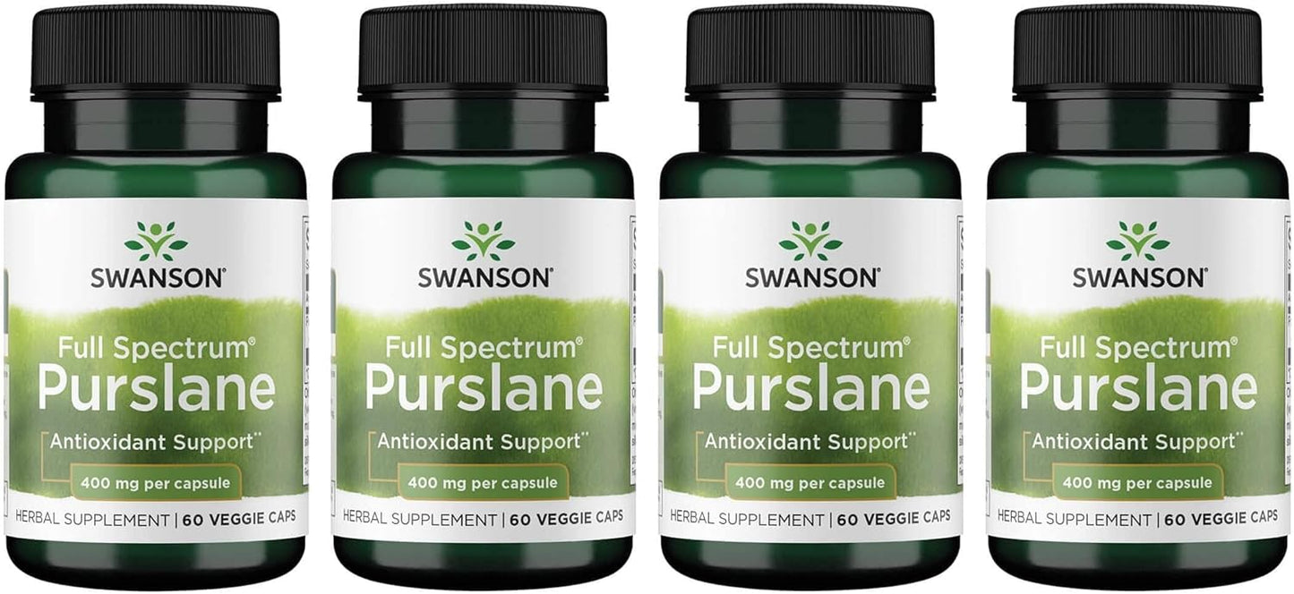 4 Pack Swanson Full Spectrum Purslane 400mg 60 Veg Capsules - Natural Antioxidant Support