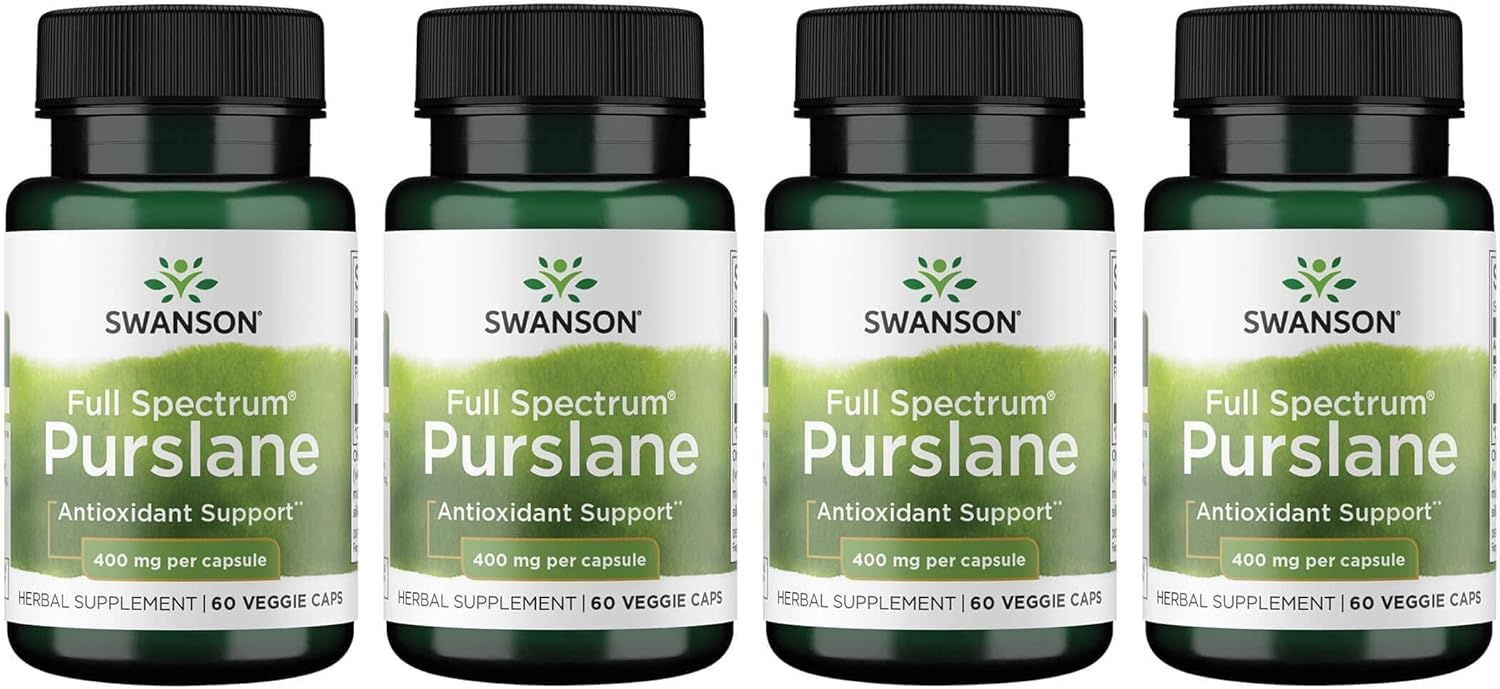 4 Pack Swanson Full Spectrum Purslane 400mg 60 Veg Capsules - Natural Antioxidant Support