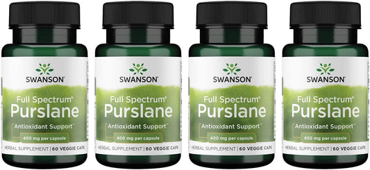 4 Pack Swanson Full Spectrum Purslane 400mg 60 Veg Capsules - Natural Antioxidant Support