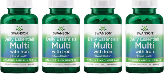 4 Pack Swanson Multivitamin Multimineral Health Supplement 100 Capsules for Men and Women - Daily Multivitamin
