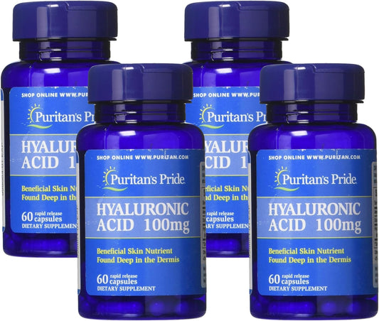 4 Packs of Puritan's Pride Hyaluronic Acid 100 mg Capsules - 60 Count