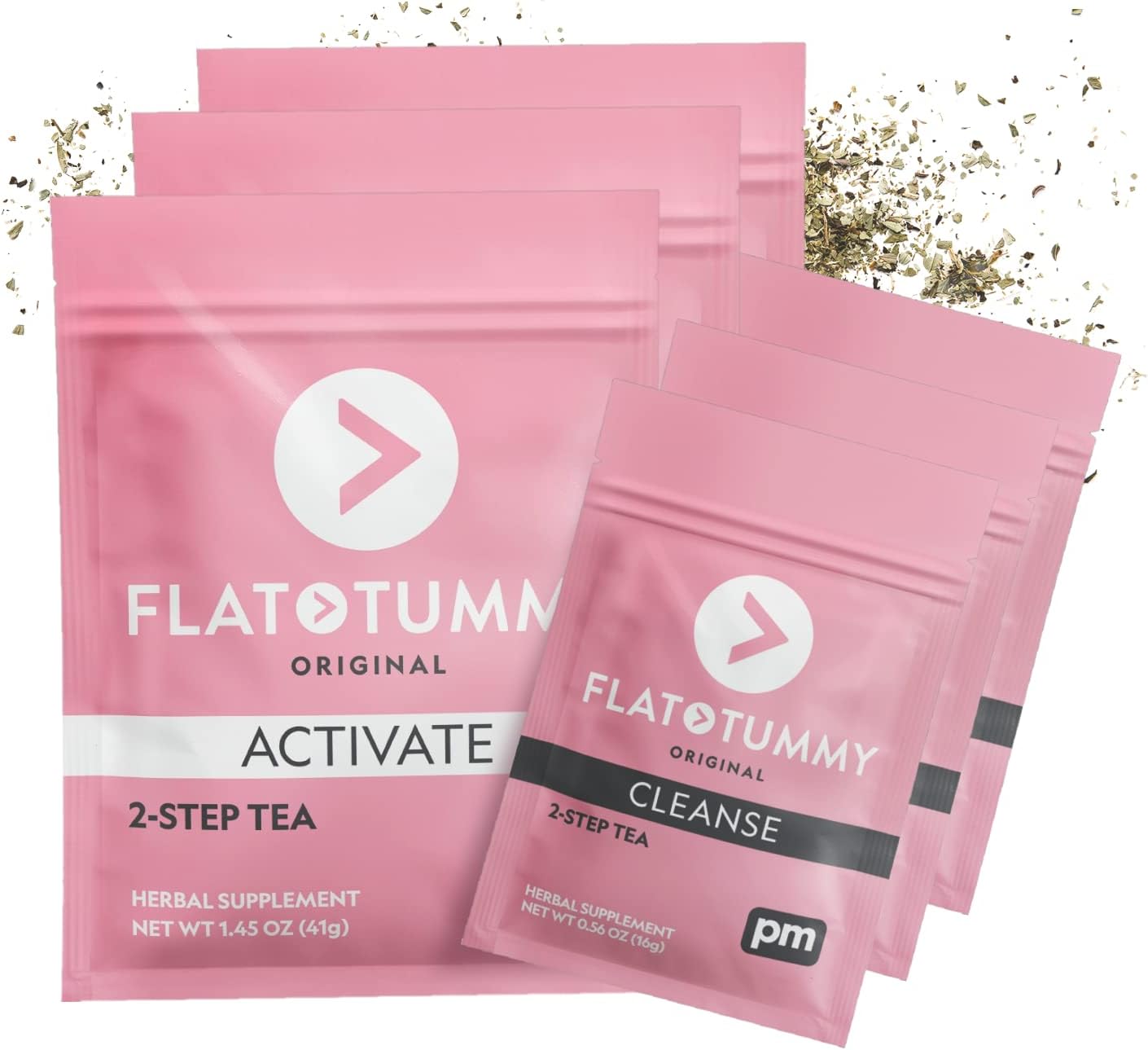 4-Week Flat Tummy Tea Detox Program for Energy Boost & Bloating Reduction - Natural Cleanse with Green Tea, Lemon Balm, Dandelion, Fennel - Digestion Support - 3 Pack