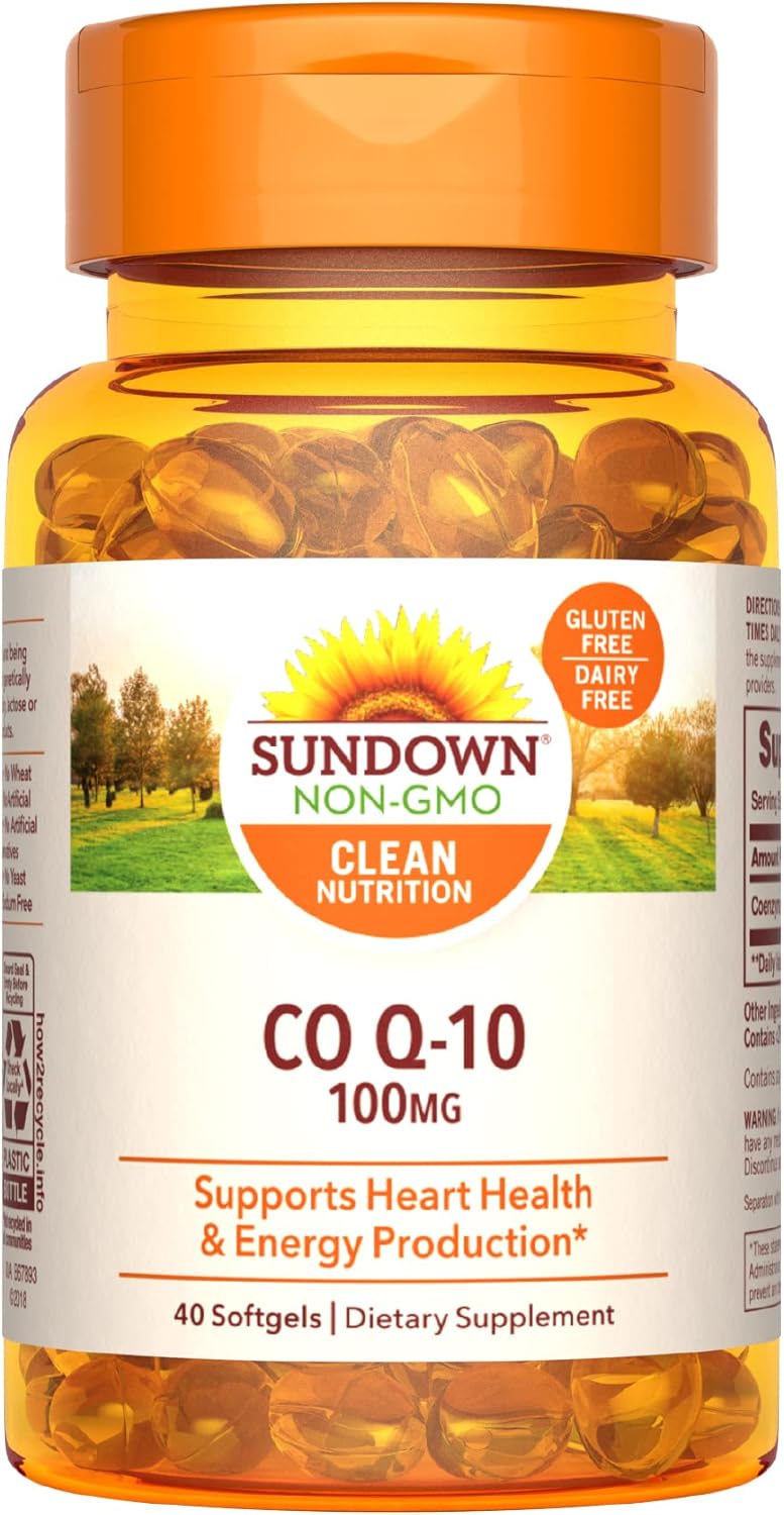 40 Count Sundown CoQ10 100mg Softgels for Heart Health & Energy Production