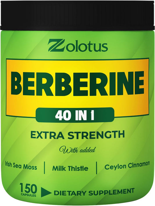 40-in-1 Berberine Supplement with Sea Moss, Cinnamon, Milk Thistle, Apple Cider Vinegar, Quercetin for Digestion, Immune System, Heart Health