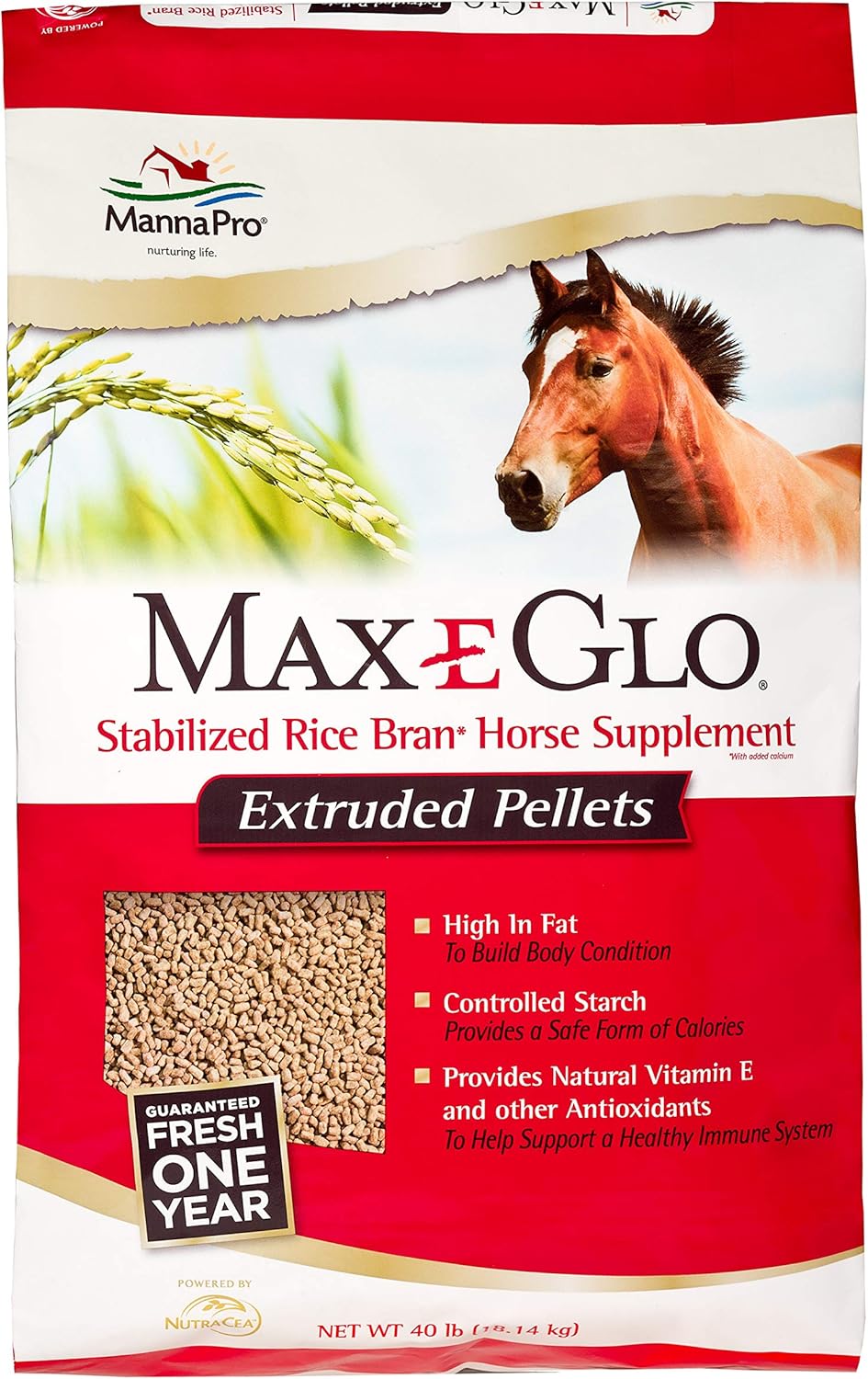 40 lb Manna Pro Max-E-Glo Horse Pellets - High-Quality Feed Supplement
