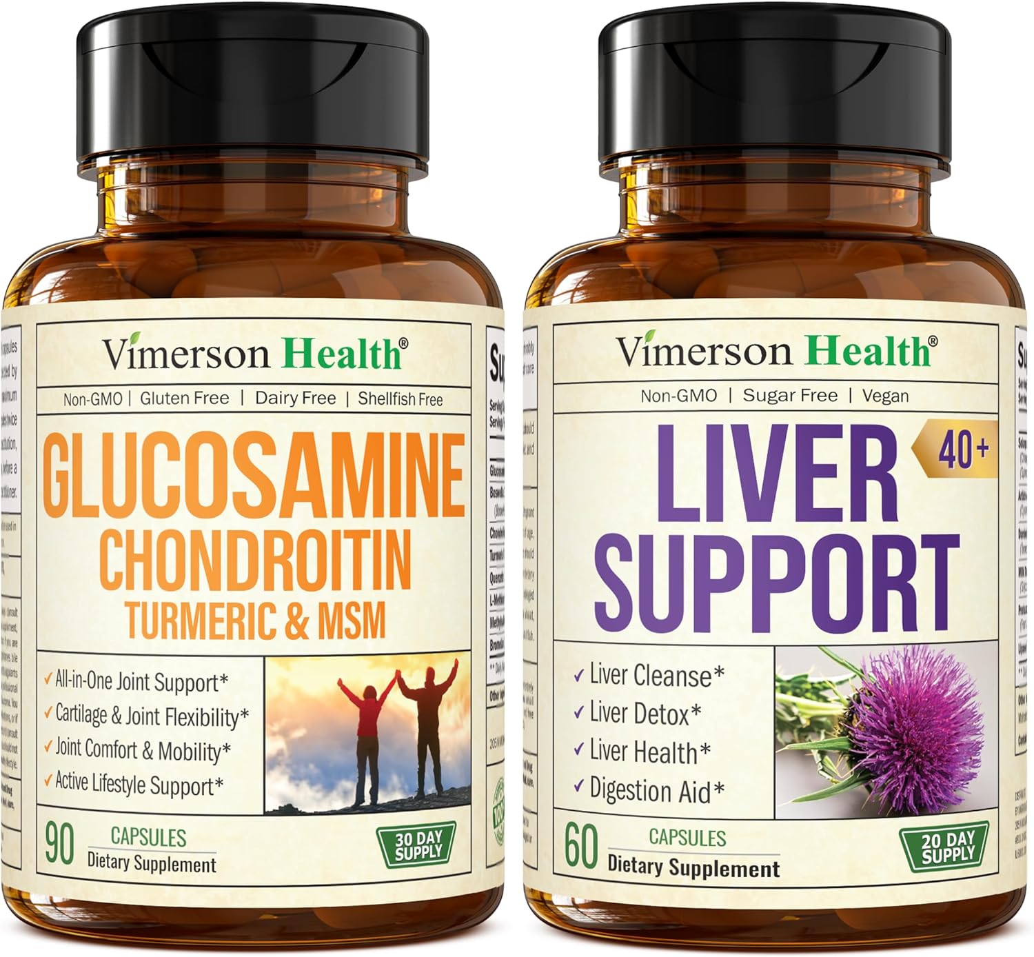40+ Liver Supplement with Glucosamine, Chondroitin, MSM, Turmeric, Boswellia & Milk Thistle for Joint and Liver Support