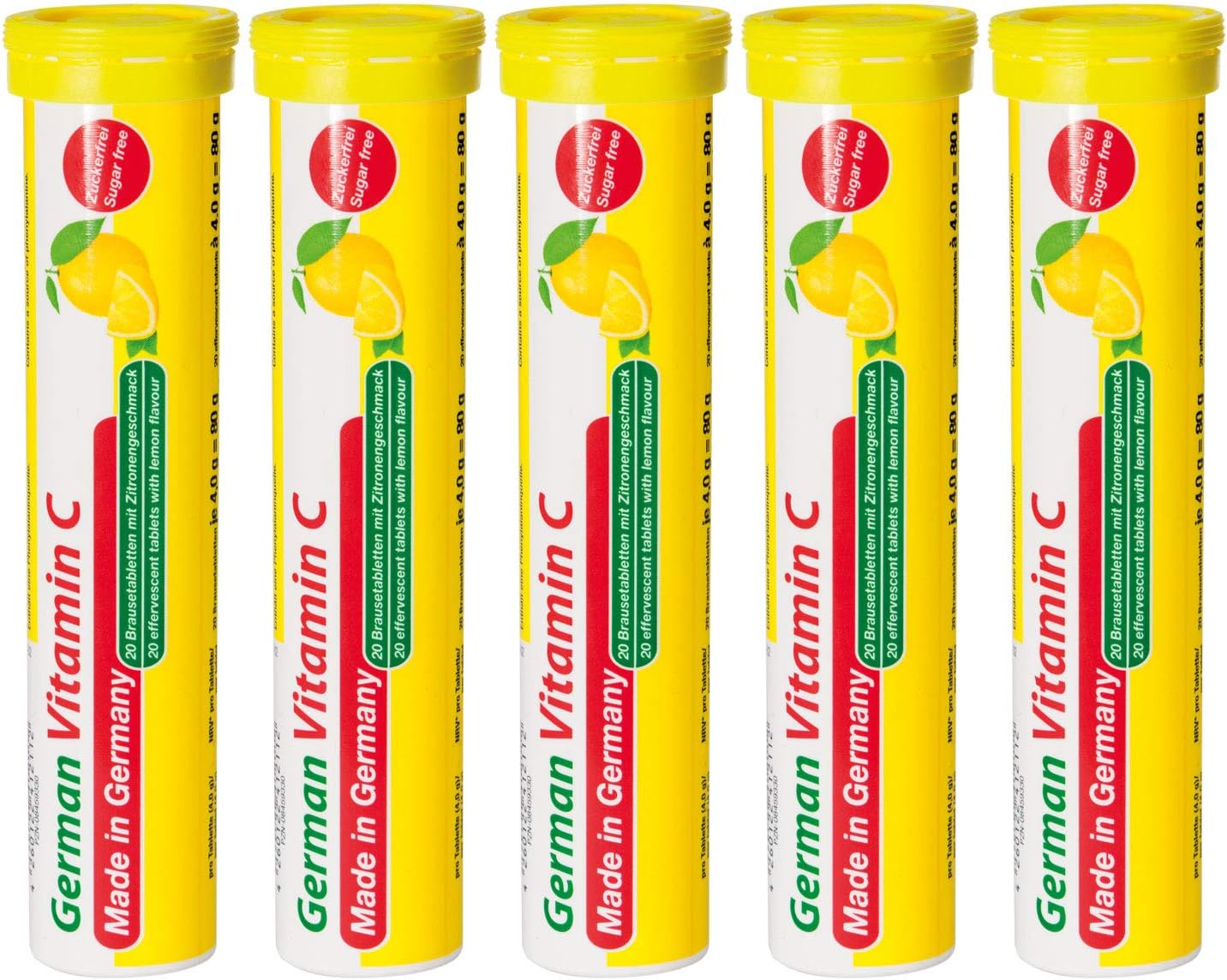 40 Vegan Lemon Lime Effervescent Vitamin C Tablets - 180mg - Made in Germany by T&D