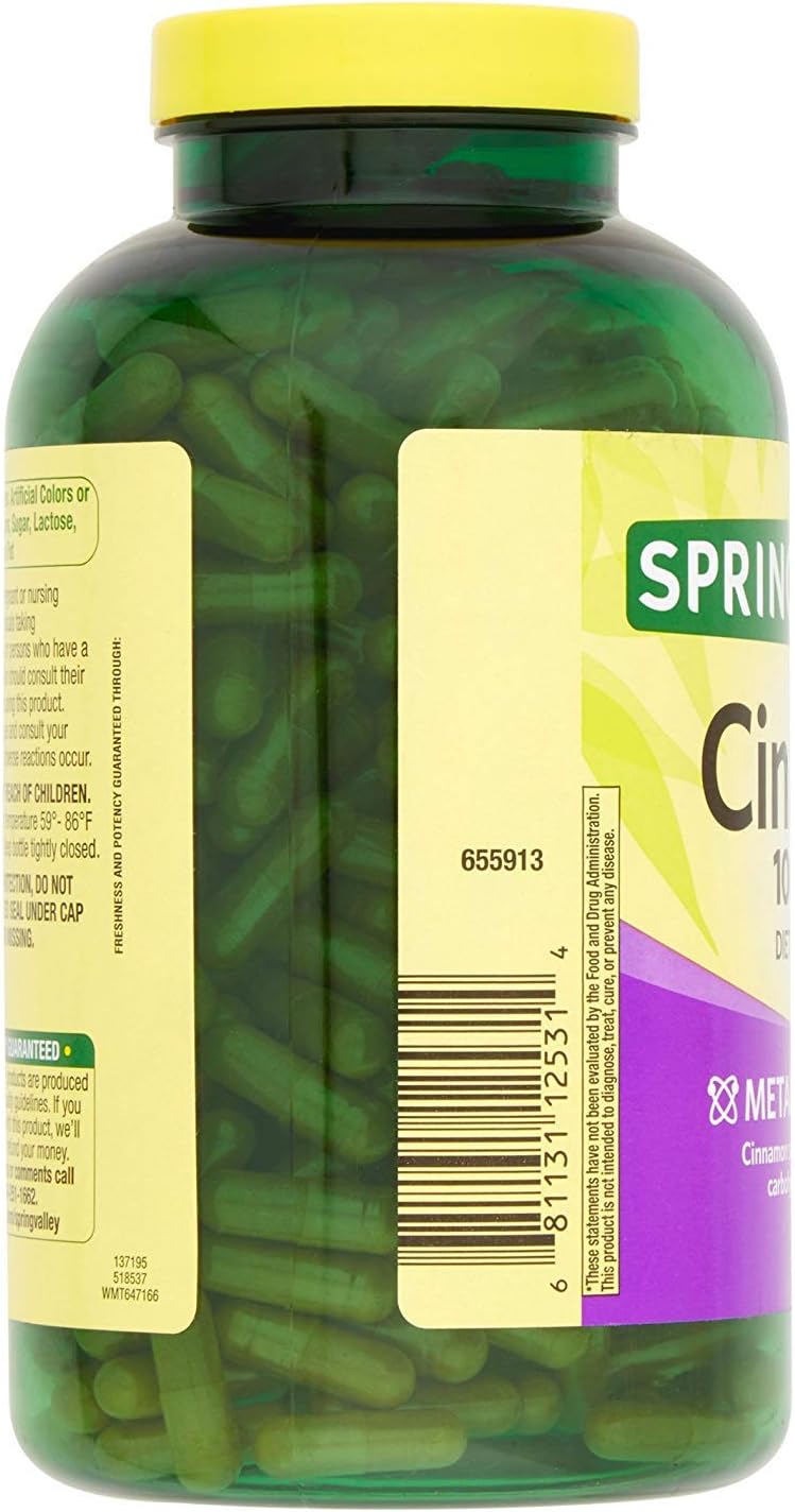 400 Capsules of Spring Valley Cinnamon Supplement - 1000 Mg