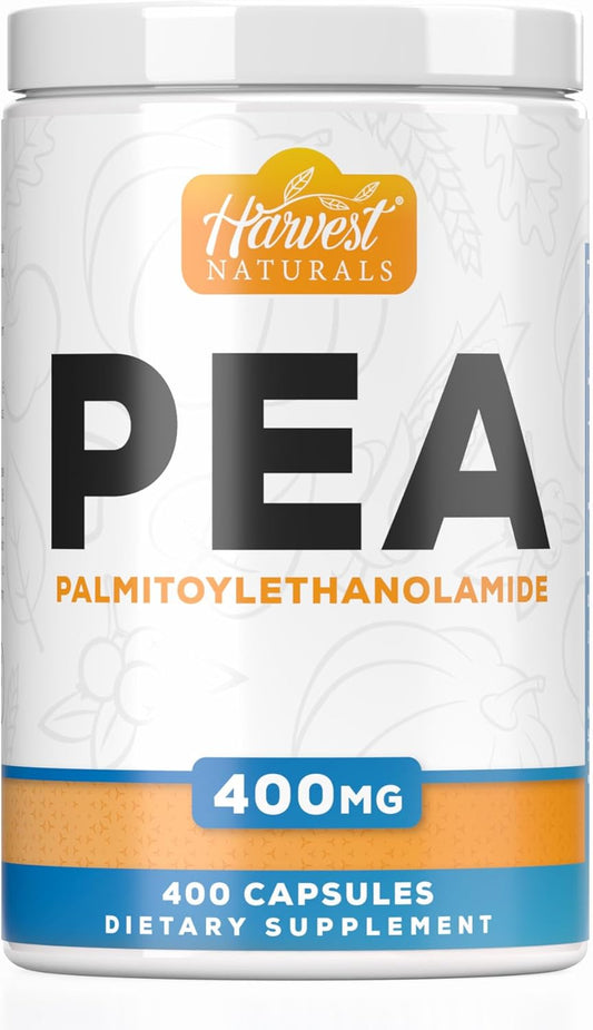 400 Count Harvest Naturals Palmitoylethanolamide Capsules 400mg - Supports Natural Relief from Inflammation and Discomfort