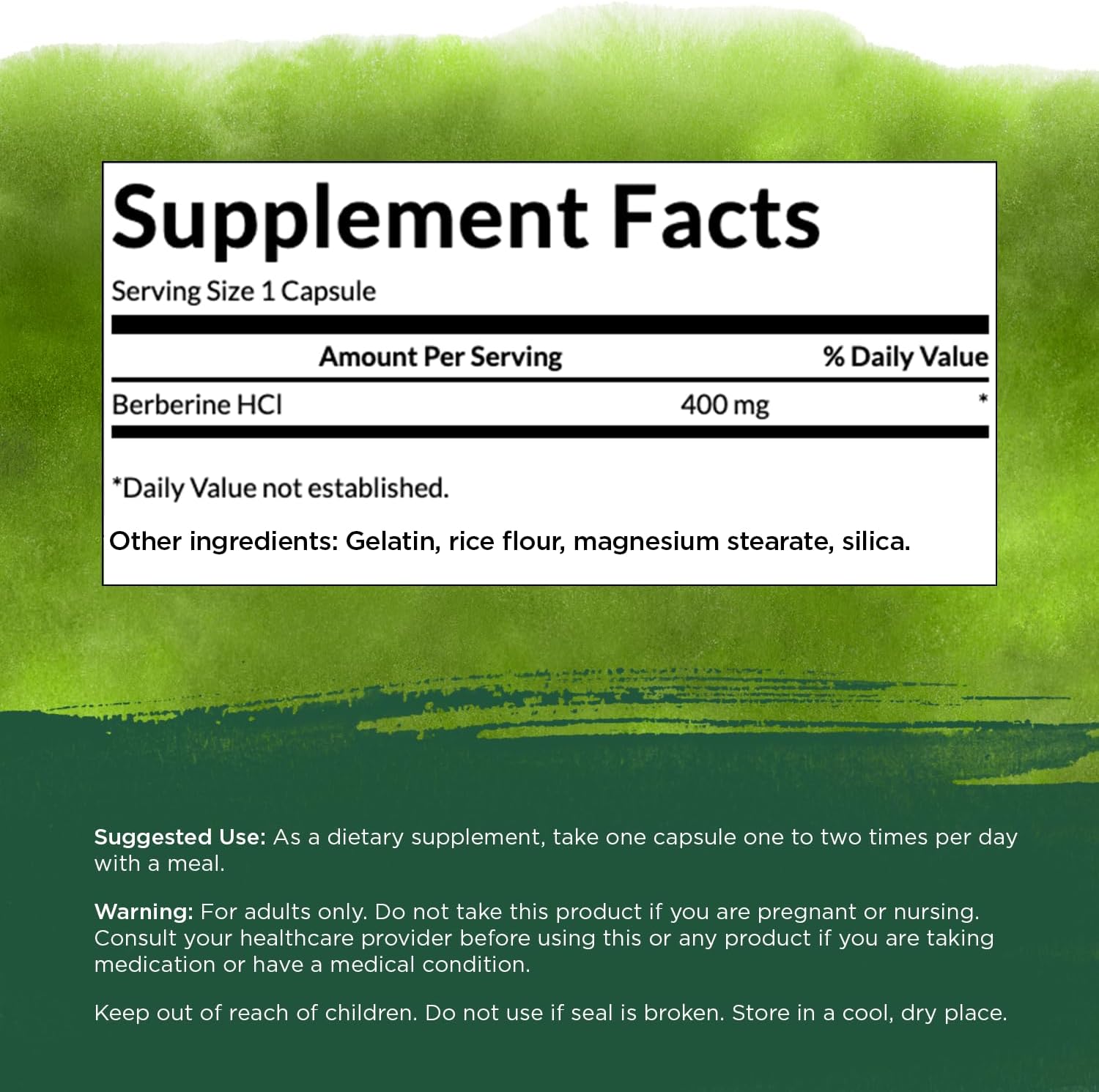 400 mg Berberine HCl Capsules for Overall Wellness - 60 Count by Swanson