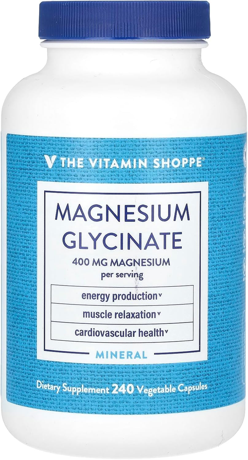 400 MG Magnesium Glycinate Capsules for Energy and Heart Health - 240 Count