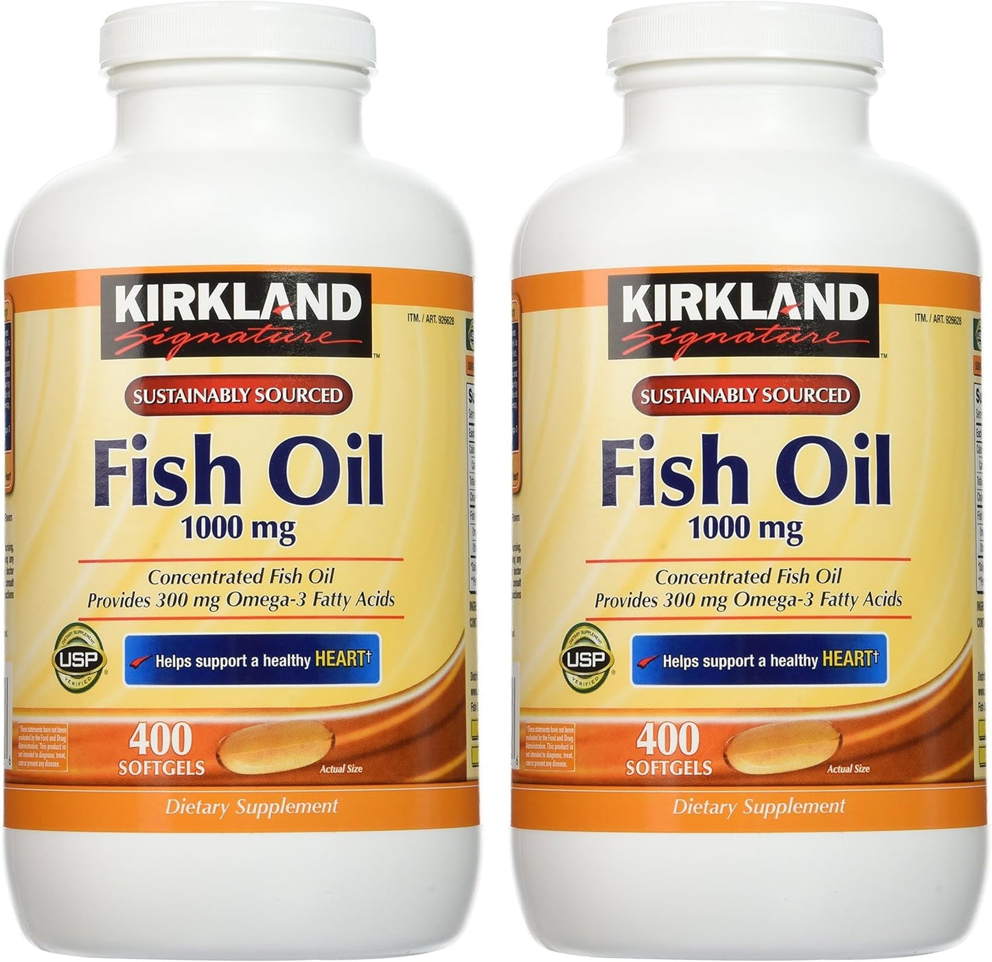 400 Softgels Kirkland Signature Natural Fish Oil Concentrate with Omega-3 Fatty Acids - Pack of 2