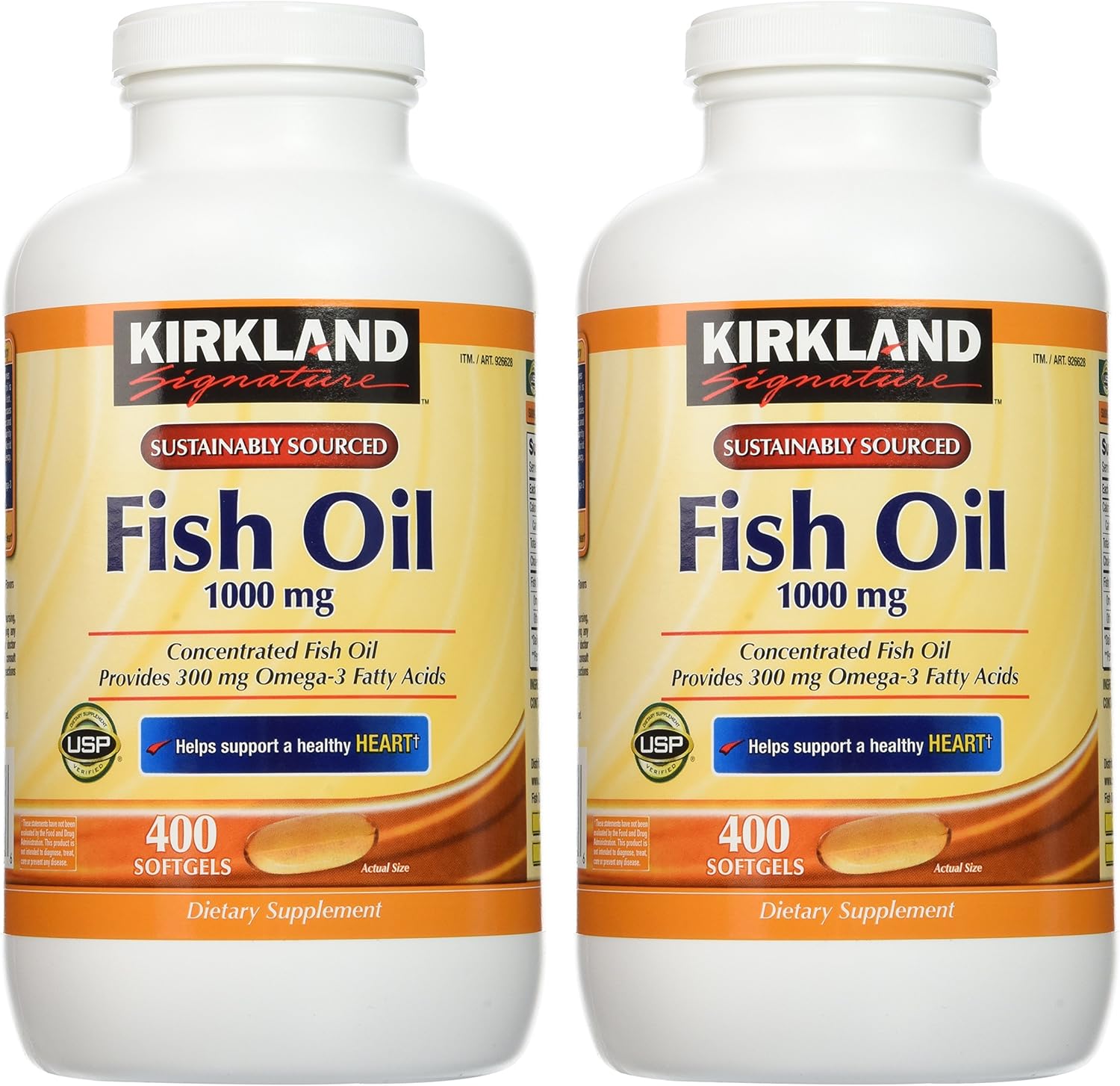 400 Softgels Kirkland Signature Natural Fish Oil Concentrate with Omega-3 Fatty Acids - Pack of 2