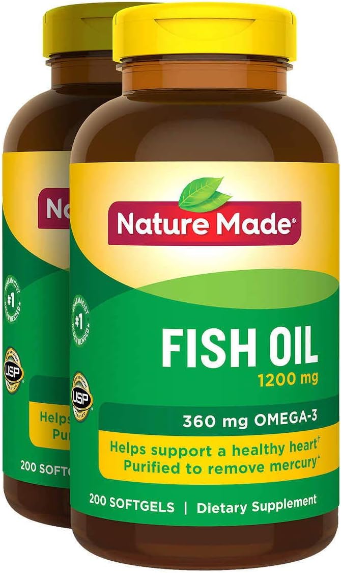 400 Softgels Nature Made Fish Oil 1200 mg Omega 3 Supplement - Pack of 2