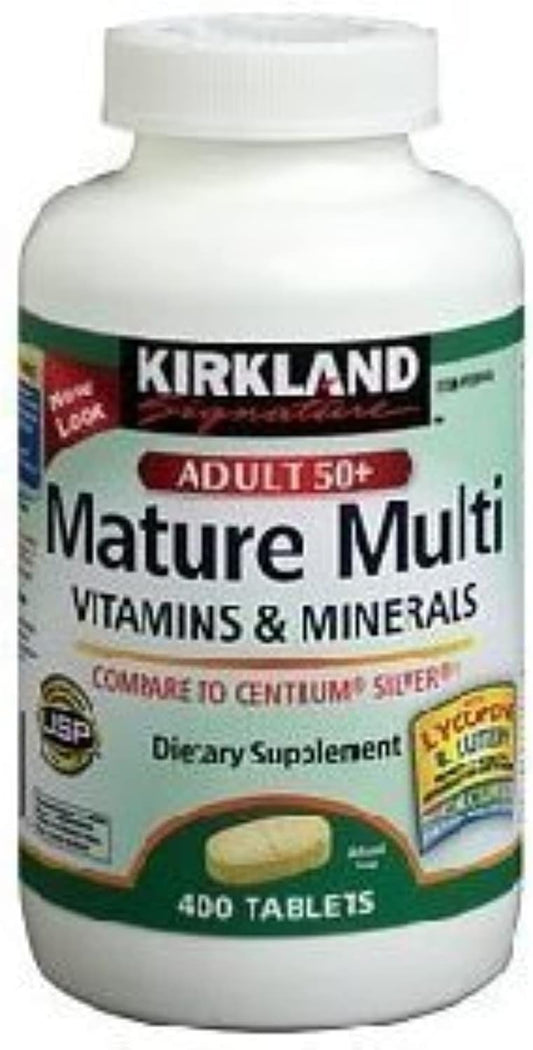 400 Tablets Kirkland Signature Mature Multi Vitamins & Minerals with Lycopene and Lutein - Comparable to Centrum Silver