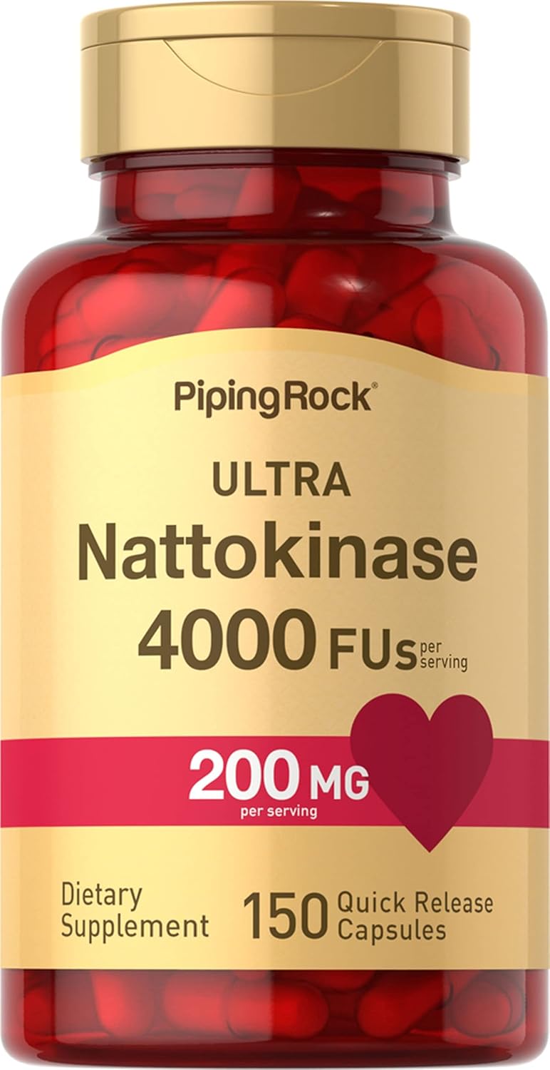 4000 FU Nattokinase Supplement - 200mg - 150 Capsules - Non-GMO & Gluten Free by Piping Rock