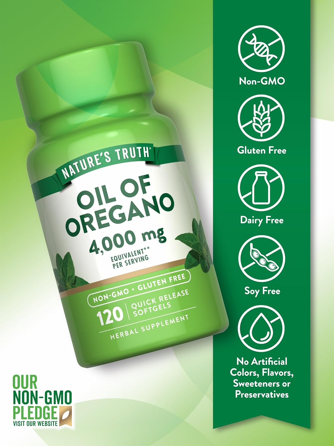 4000 mg Oil of Oregano Softgels - 120 Count Non-GMO & Gluten Free Herbal Supplement by Nature's Truth