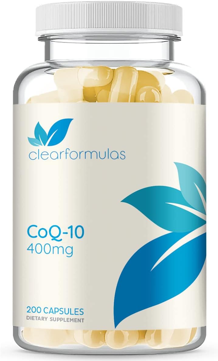 400mg CoQ10 Capsules - 200 Count for Quick Absorption - Non-GMO by ClearFormulas
