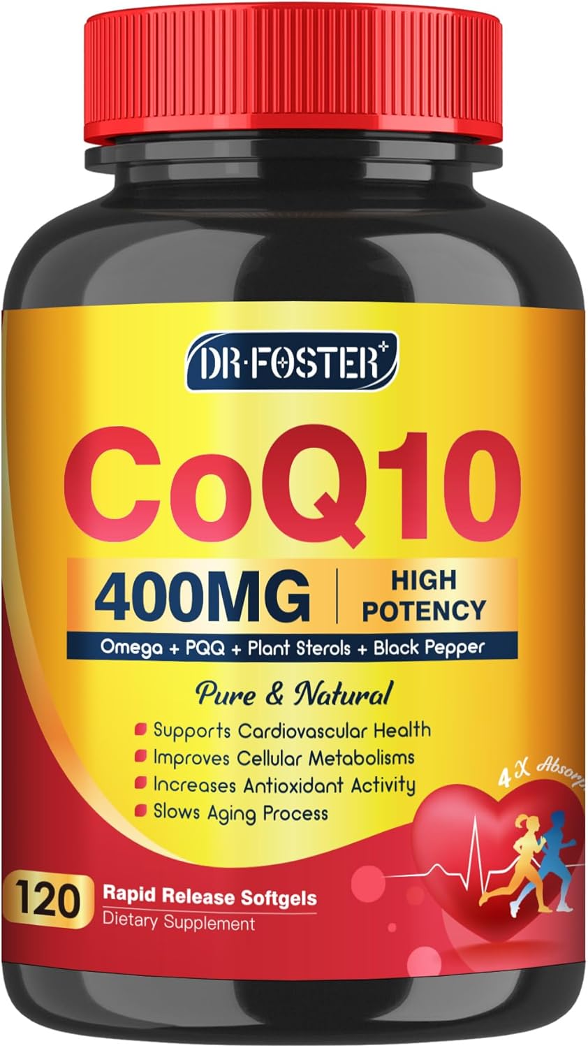 400mg CoQ10 SoftGels with PQQ, Omega 3, and Vitamin E for Heart Health - 120 Servings