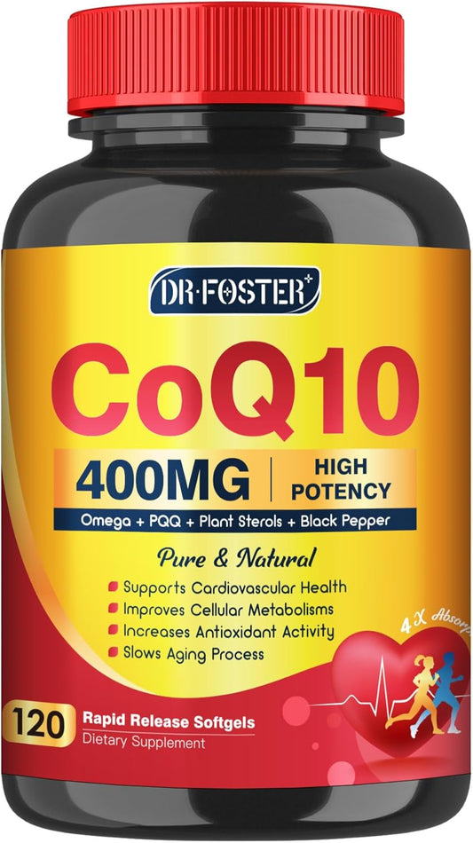 400mg CoQ10 SoftGels with PQQ, Omega 3, and Vitamin E for Heart Health - 120 Servings