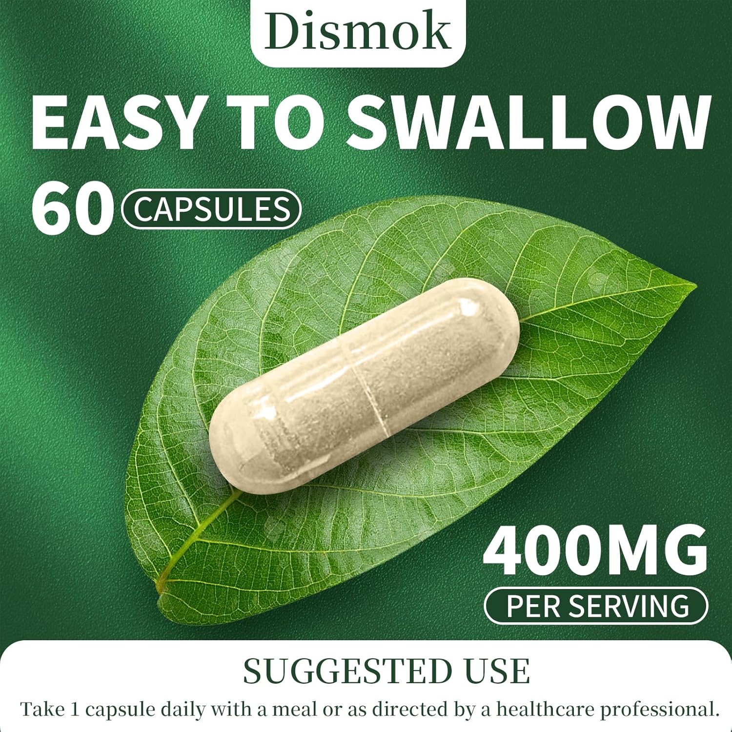 400mg Dismok Premium DIM Supplement with BioPerine for Hormone Balance, Acne Relief, Hot Flashes & Night Sweats - 60 Capsules