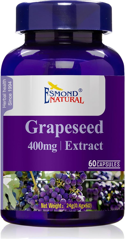400mg Grapeseed Extract Capsules, Supports Antioxidant Health, GMP Certified, Made in USA - 60 Count