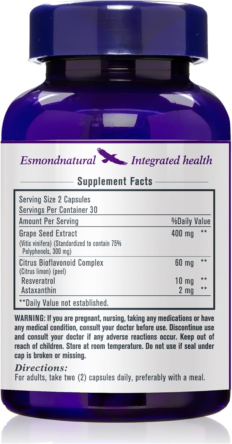 400mg Grapeseed Extract Capsules, Supports Antioxidant Health, GMP Certified, Made in USA - 60 Count