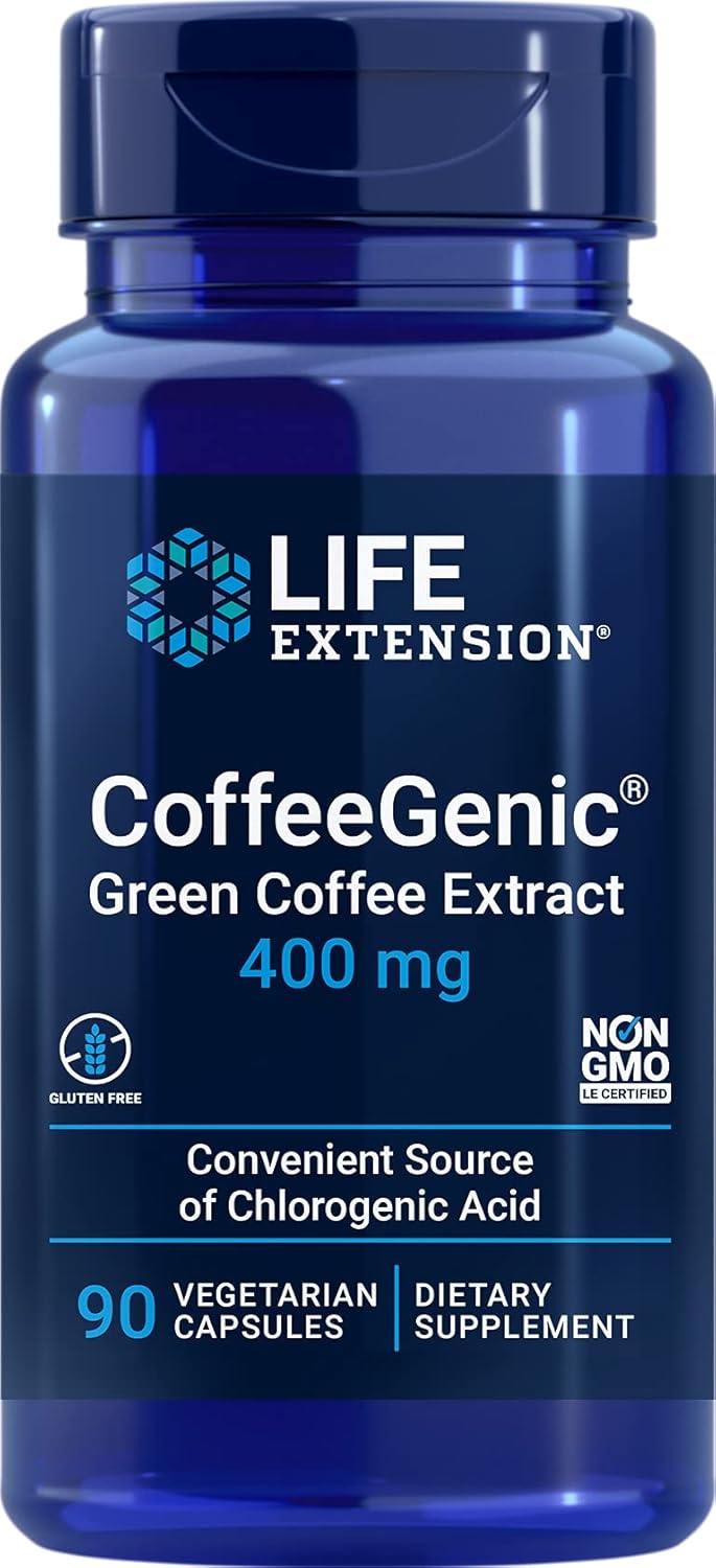 400mg Green Coffee Extract Capsules for After-Meal Metabolism Support - 90 Count, Gluten Free, Non-GMO, Vegetarian - 50% Chlorogenic Acid Standardized