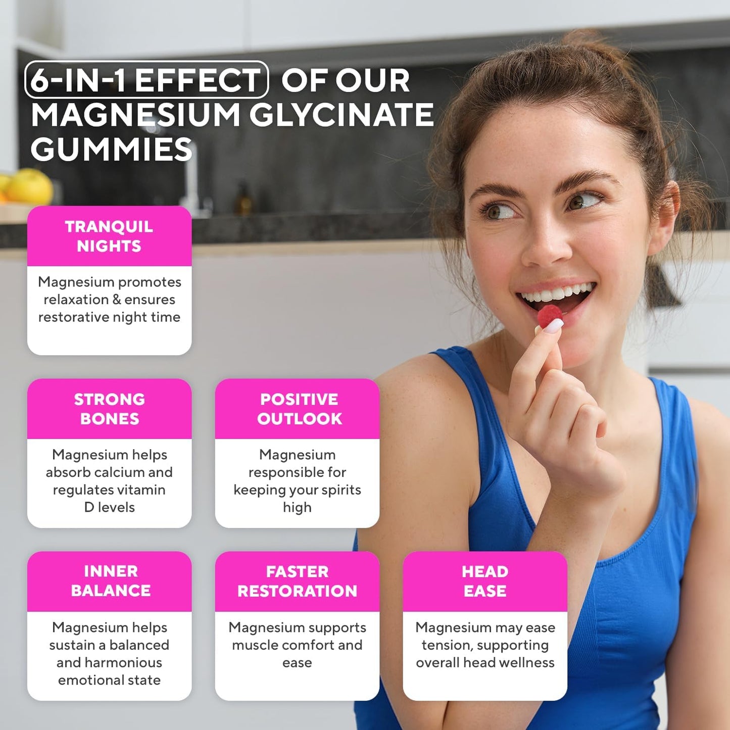 400mg Magnesium Glycinate Gummies for Adults & Kids - High Absorption, Sugar Free, Vegan, Non GMO - 60 Day Supply - Raspberry & Pineapple