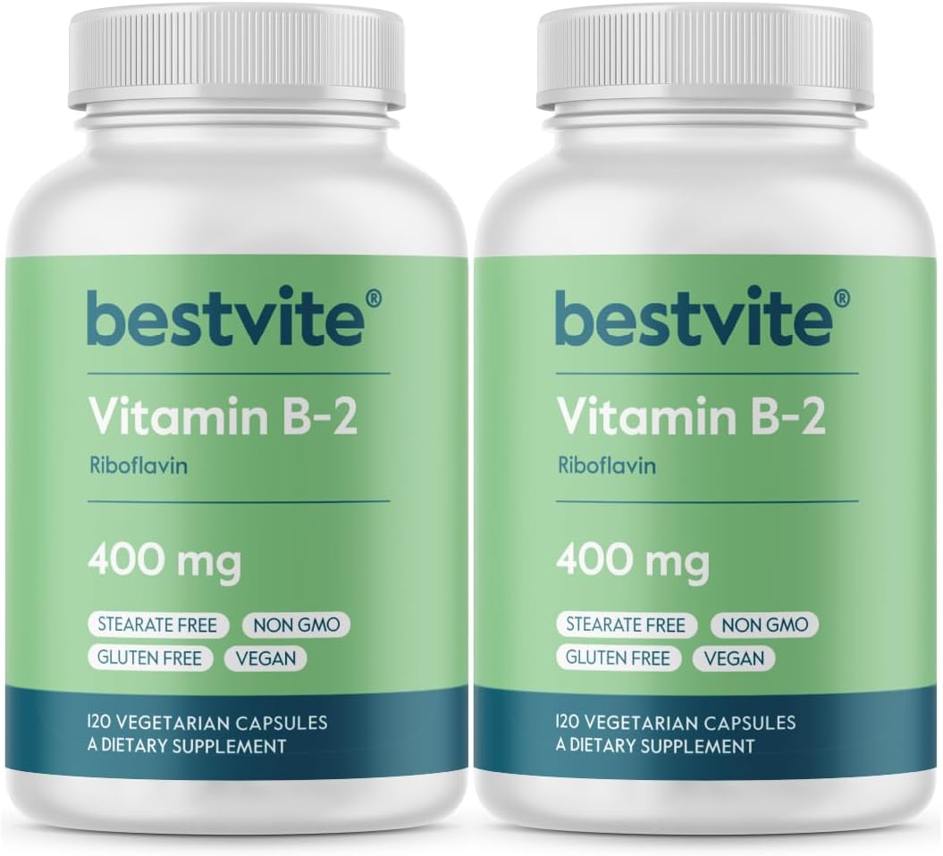 400mg Vitamin B-2 (Riboflavin) Vegetarian Capsules - 240 Count (2 Pack) - Vegan, Non GMO, Gluten Free - No Stearates - High Quality