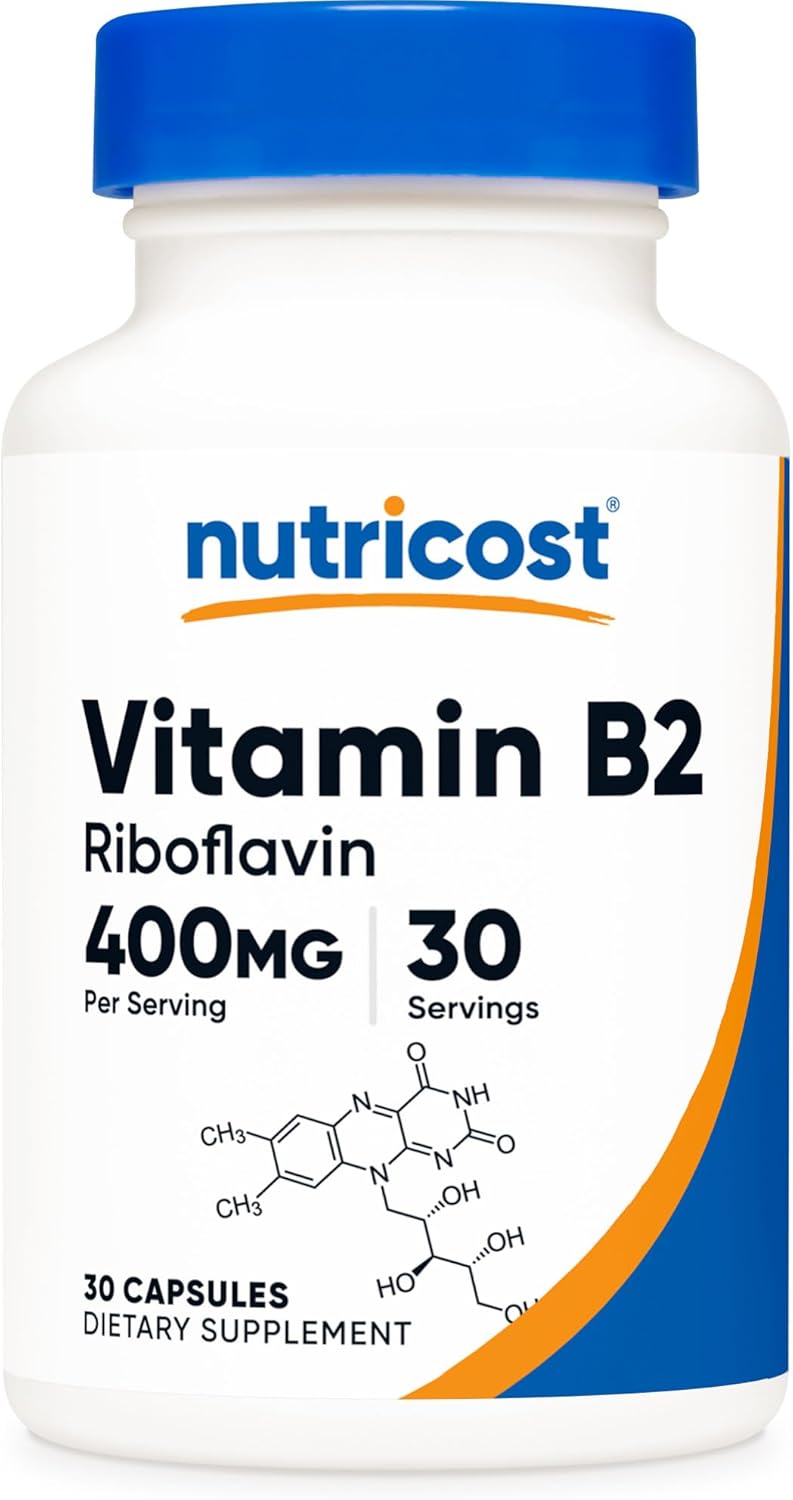 400mg Vitamin B2 (Riboflavin) Capsules - Gluten Free, Non-GMO by Nutricost