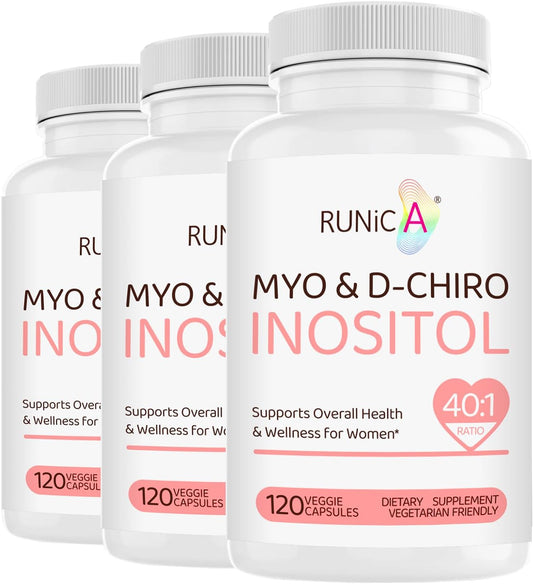 40:1 Ratio Inositol Supplement for Hormonal Balance, Ovarian Function & Cycle Support - 120 Vegan Capsules, Vitamin B8 - 30-Day Supply