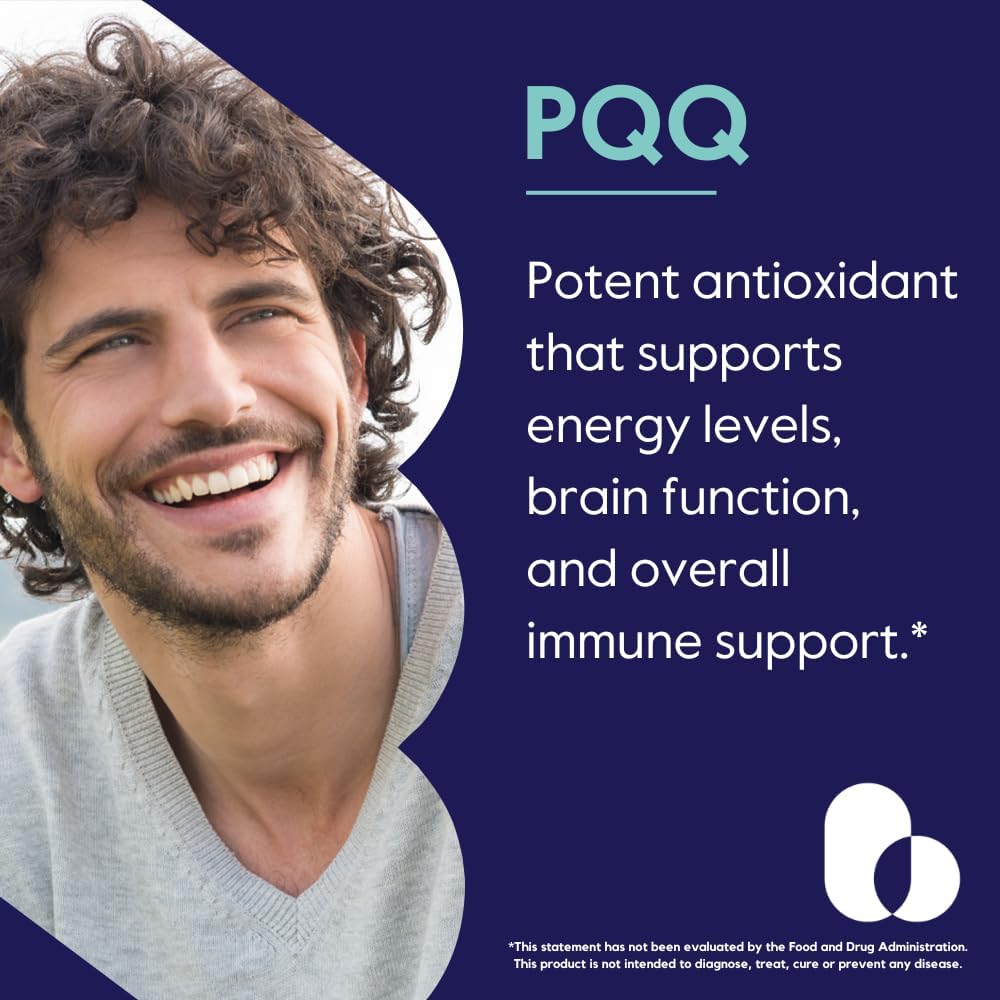 40mg Bestvite PQQ Supplement (60 Capsules) - Vegan, Non-GMO, Gluten Free, No Stearates - High Quality Pyrroloquinoline Quinone