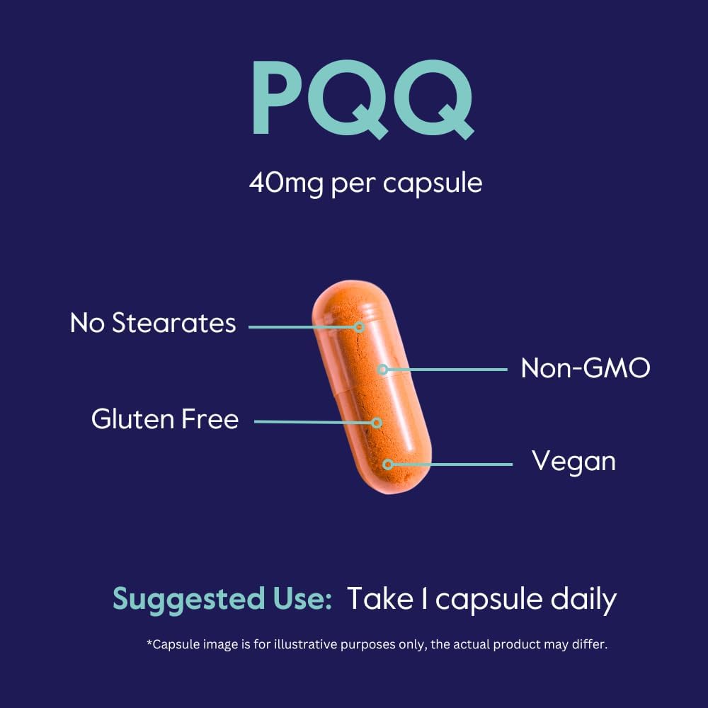 40mg Bestvite PQQ Supplement (60 Capsules) - Vegan, Non-GMO, Gluten Free, No Stearates - High Quality Pyrroloquinoline Quinone
