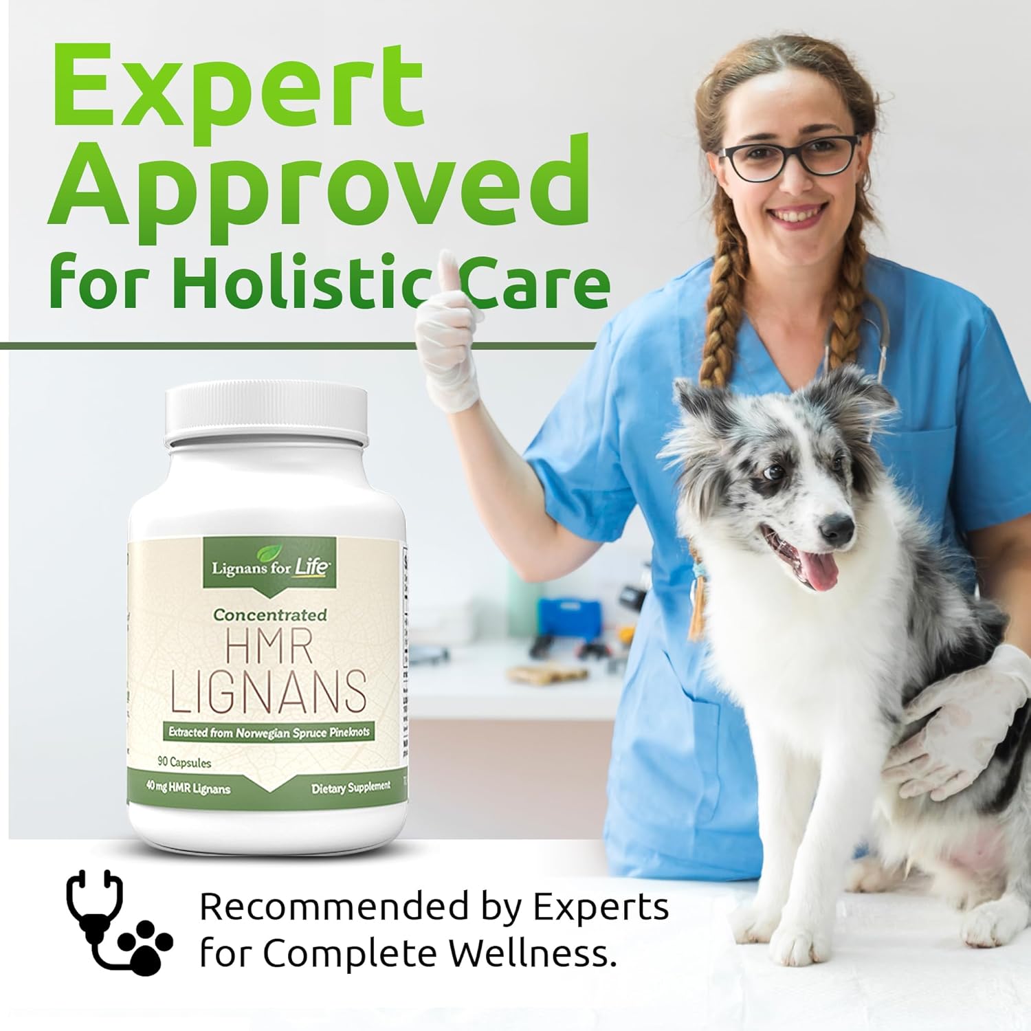 40mg Lignans for Dogs, 90 Capsules - Vitamin for Healthy Pet - Multivitamin Wellness Supplement - Pack of 2