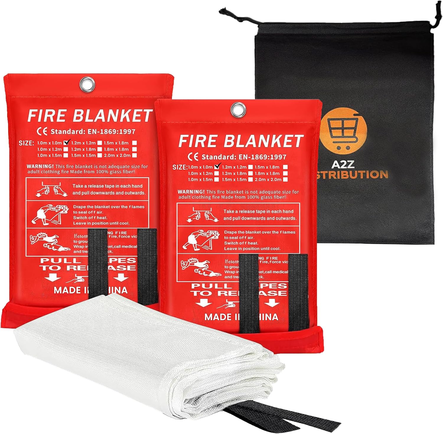 40"x40" Fire Blanket for Home and Kitchen - Pack of 2, High Heat Resistant Emergency Fire Extinguisher Blanket for Home Safety, Kitchen, and Camping