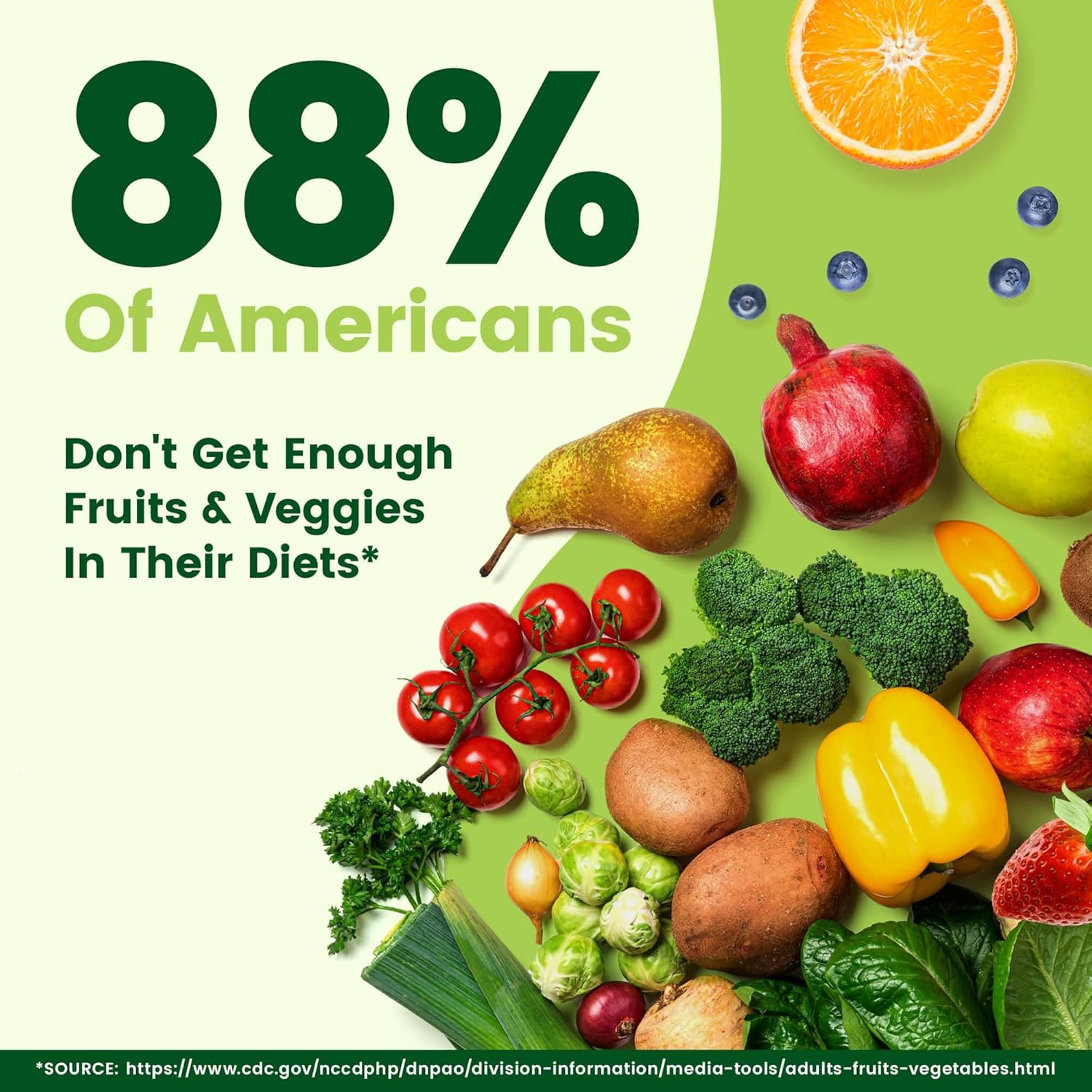 42 Different Whole Food Fruits and Veggies Supplement with Berries - Daily Superfoods for Natural Energy Boost - 100% Fruit and Vegetable Capsules - Made in USA