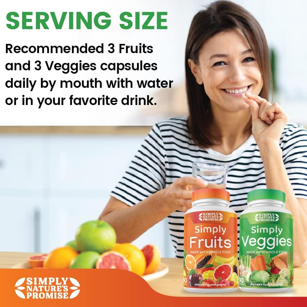 42 Fruits & Vegetables Whole Food Supplement - 2-Month Supply - Non-GMO - Energy & Wellness Support - Soy-Free - 360 Capsules