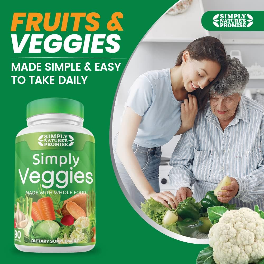 42 Fruits & Vegetables Whole Food Supplement - 2-Month Supply - Non-GMO - Energy & Wellness Support - Soy-Free - 360 Capsules
