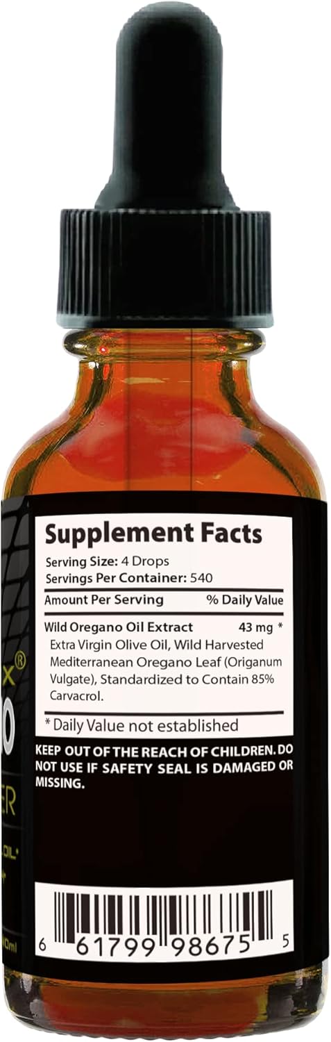43 mg Absonutrix Oil of Oregano with 85% Carvacrol Oil - High Bioavailability, Quick Absorption - 540 Servings, 2 Oz Bottle - Potent, Cruelty-Free, Third-Party Tested, Non-GMO - Made in USA