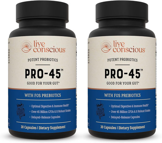 45 Billion CFU Probiotic Formula - 11 Strains, Dairy Free, Delayed Release Capsules - Immune & Digestive Support - 2 Pack of 60 Capsules