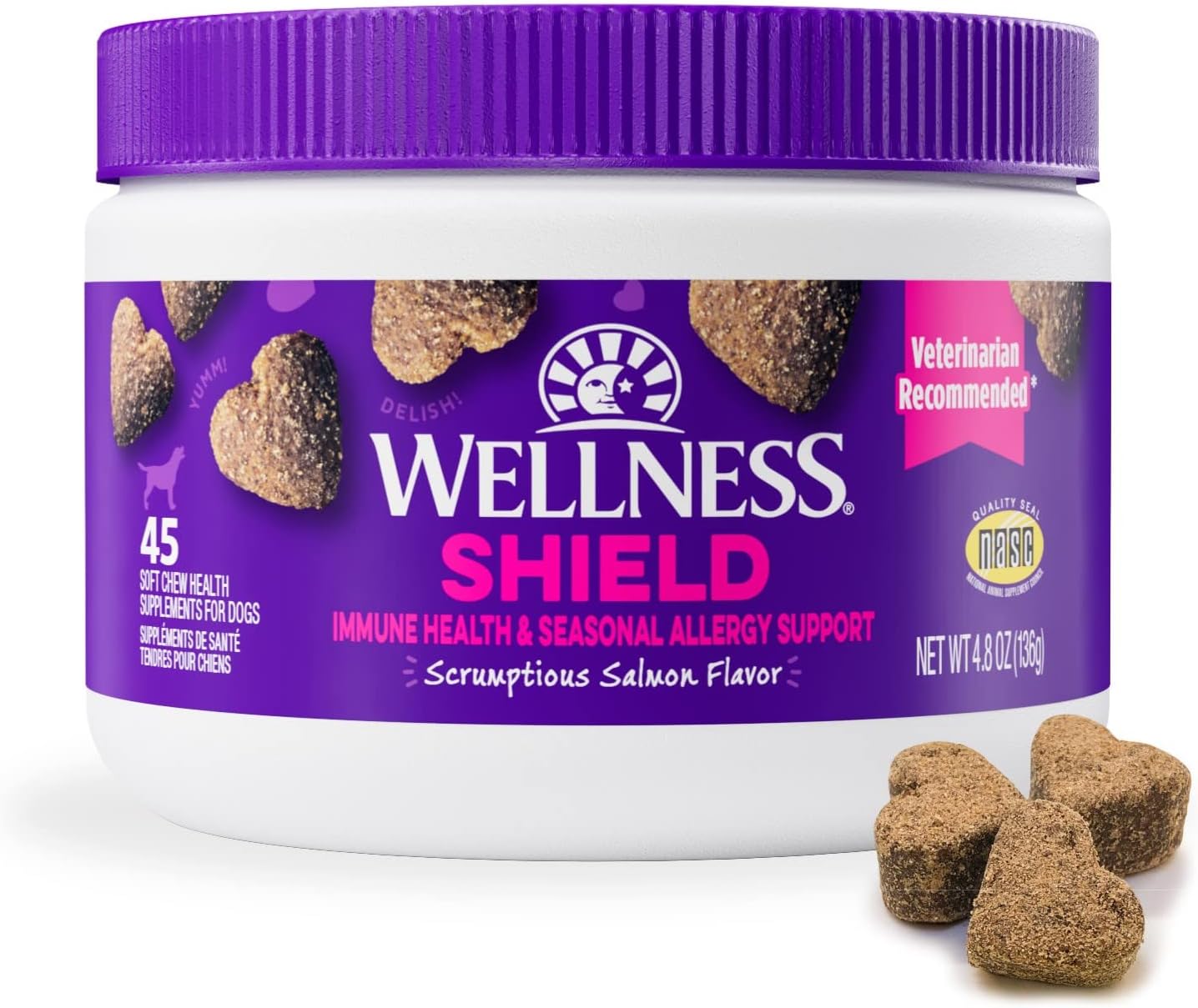 45 Count Salmon Flavored Soft Chew Immune and Allergy Supplements for Dog Wellness