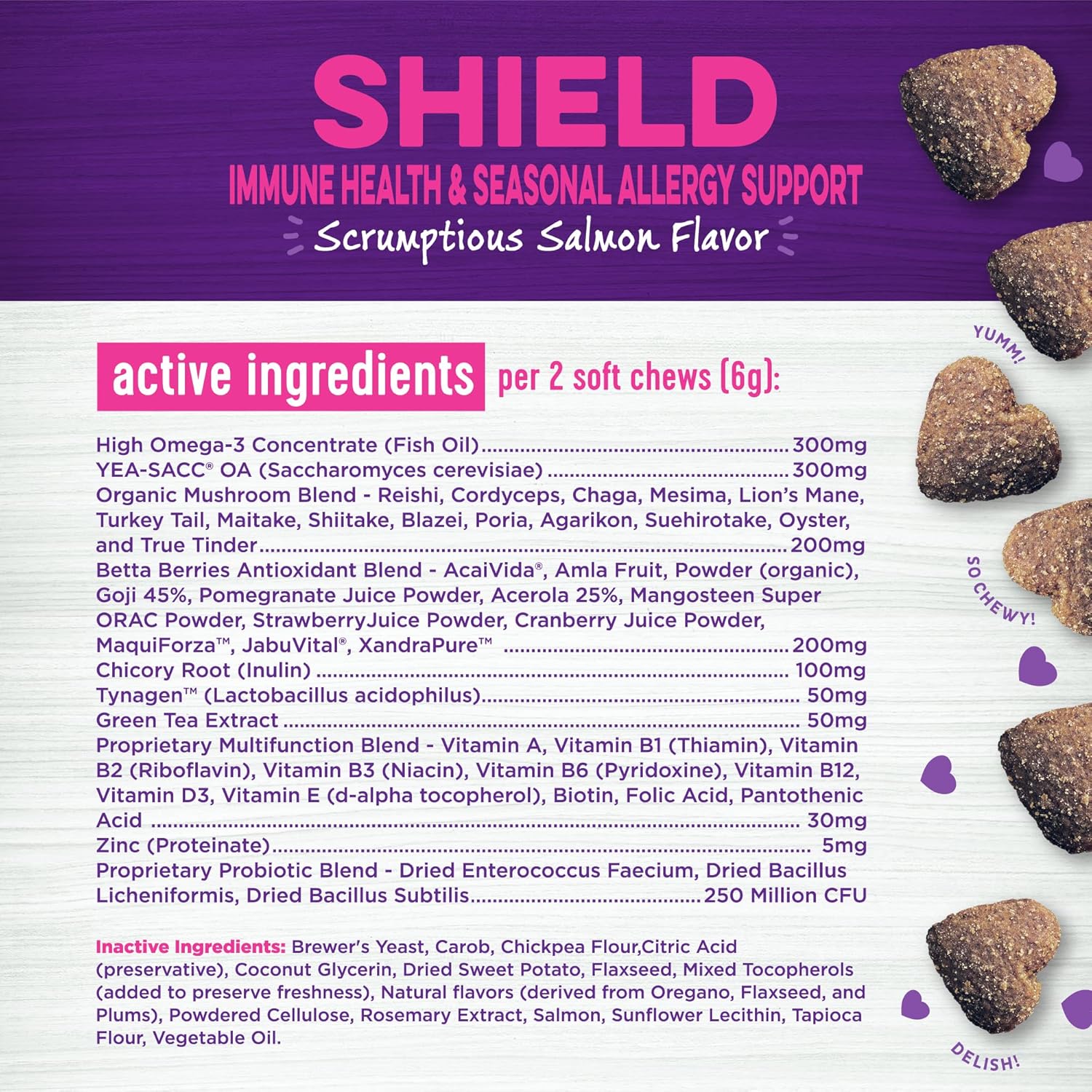 45 Count Salmon Flavored Soft Chew Immune and Allergy Supplements for Dog Wellness