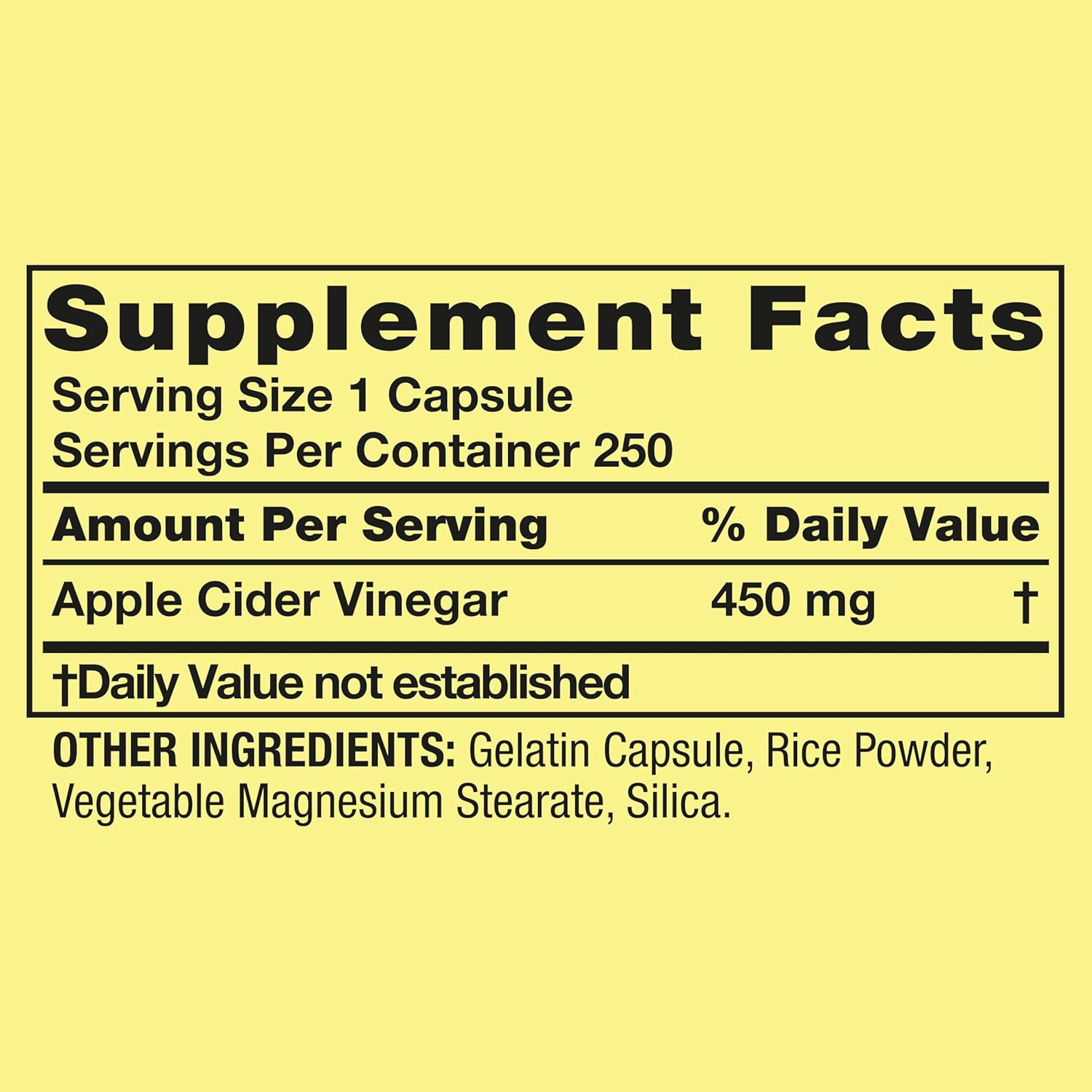 450 mg Apple Cider Vinegar Capsules - 250 Count ACV Supplement Pills for Wellness