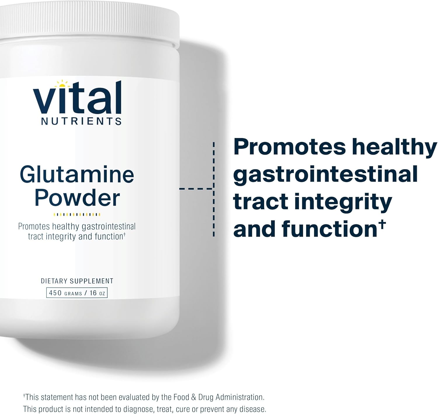 450g Vital Nutrients Glutamine Powder - Promotes Healthy Digestion - Non-GMO, Gluten, Dairy, Soy Free - 16 oz L-Glutamine Supplement