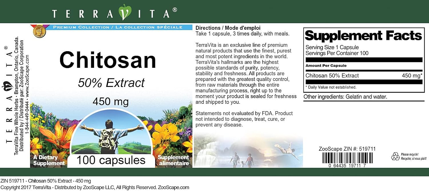 450mg Terravita Chitosan 50% Capsules - 100 Count
