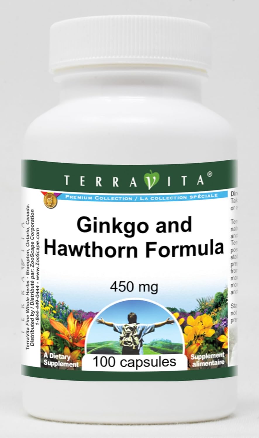 450mg Terravita Ginkgo and Hawthorn Formula Capsules (100 Count, ZIN: 514013)