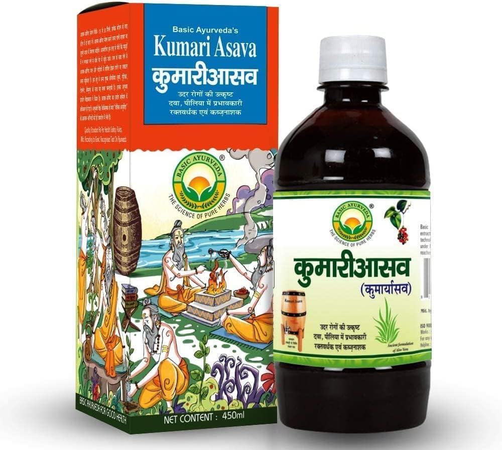 450ml Dalal Basic Ayurveda Kumari Asava for Liver Problems, Digestion, Appetite, Constipation, Piles, Stomach Issues