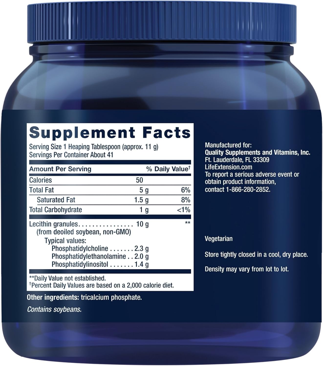 454g Life Extension Lecithin for Healthy Brain Cell Structure & Function, Gluten-Free, Non-GMO, Vegetarian