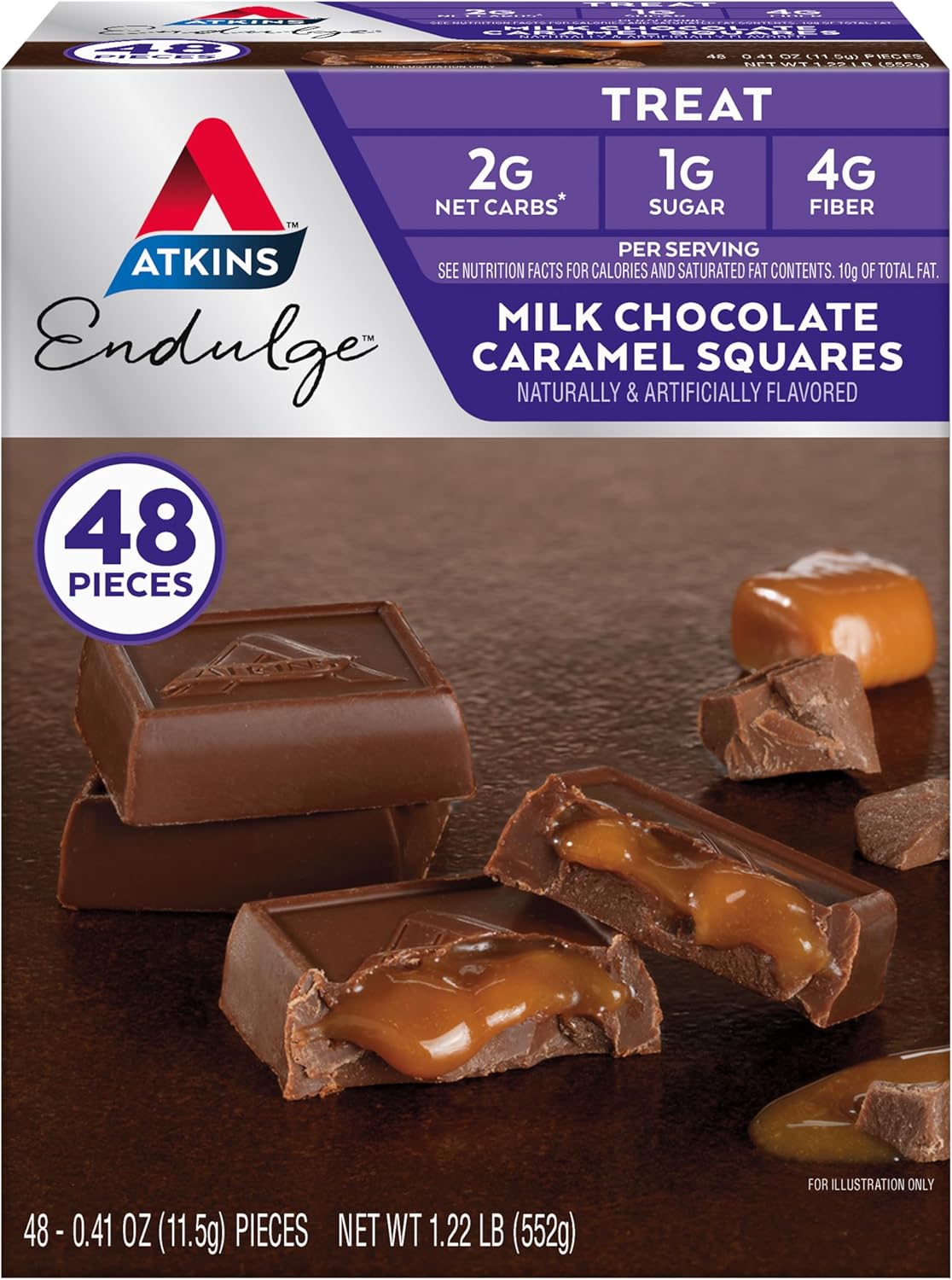 48-Count Atkins Endulge Milk Chocolate Caramel Squares & 16-Count Chocolate Coconut Bars - Low Sugar Dessert Favorites